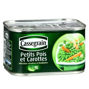 Cassegrain Erbsen und Karotten (Petits Pois et Carottes) - Frische Gemsemischung in jeder Dose