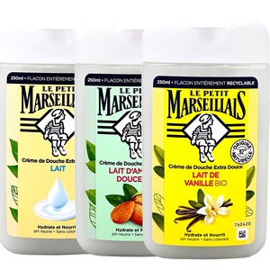 Le Petit Marseillais Duschgel Set Lieblich: Vanille, Milch, Mandel - 3er Pack