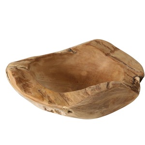 FeineHeimat Dekoschale aus Teak Holz natur  ca. 25 cm Durchmesser handgefertigt