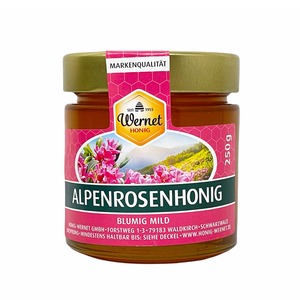 Honig Wernet Traditionsimker im Schwarzwald flssiger Alpenrosenhonig im 250g Glas