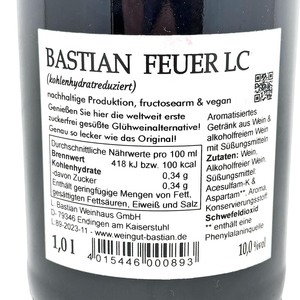 Bastian Feuer LC - Zuckerfreie Gl�hwein-Alternative rot, kohlenhydratreduziert 1L 10% vol