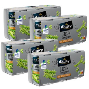 daucy Erbsen - 100% ohne Salz und Zuckerzusatz  4 Pack = 12 x 110 Gramm Dose