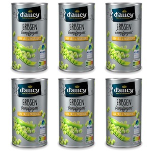 daucy Erbsen - 100% ohne Salz & Zuckerzusatz,   6 x 285g Dosen
