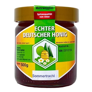 Echter Deutscher Honig Sommertracht 500g Glas - Wanderimkerei Martin Sester