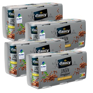 daucy Linsen - 100% ohne Salz & Zuckerzusatz, 4er Pack = 12 x 110g Dosen