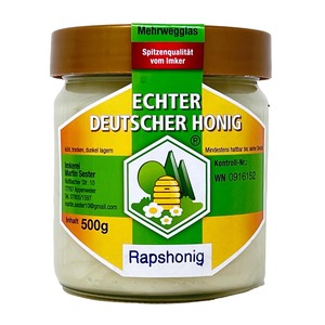 Echter Deutscher Honig Rapshonig 500g Glas - Wanderimkerei Martin Sester