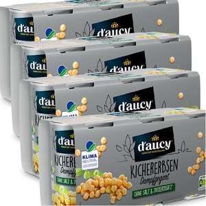 daucy Kichererbsen - 100% ohne Salz und Zuckerzusatz,  4 Pack = 12 x 110 Gramm Dose