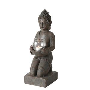 Erwecke Spiritualit�t im Garten: FeineHeimat Buddha Figur mit Windlicht, 44 cm