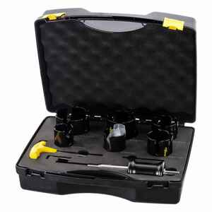 FAMAG 8-teiliger Lochs�gensatz:  45, 50, 57, 60, 68, 80 + Lochrandversenker 68 mm + Pumpshank� inkl. 6 Adapter & HSS-Zentrierbohrer