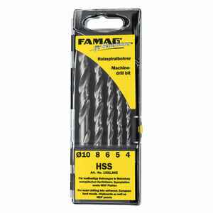 FAMAG Holzspiralbohrer-Satz HSS 5-tlg. in Kunststoff.-Box 4-5-6-8-10 mm