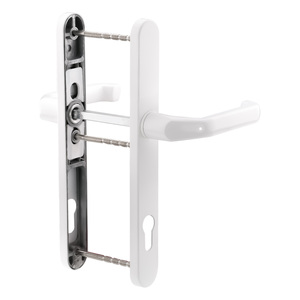 Schmalrahmengarnitur Alu wei Drcker-Drcker 92 mm, PZ, Vierkant 8 mm, Mae 30x246x10 mm