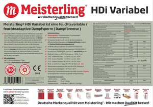 Meisterling HDi Variabel Dampfbremse - feuchtevariabel - luftdicht - 1,50 x 50 m - 75 m�