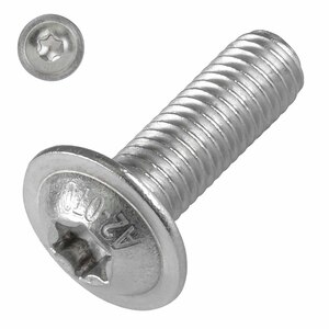 ISO 7380-2 Flachrundkopf-Schrauben mit Flansch, Vollgewinde und TX Antrieb, Edelstahl A2