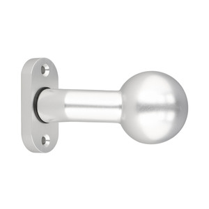 Alu Kugelknopf K4 - festdrehbar - auf ovaler Rosette - Aluminium naturfarben eloxiert - Vierkant 8 mm