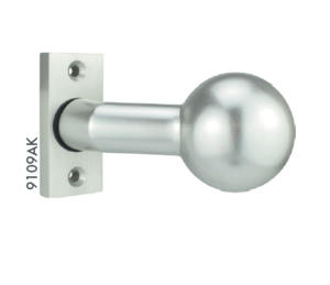 Alu Kugelknopf K4 - auf kantiger Rosette - drehbar - naturfarbig eloxiert - 8 mm Vierkant