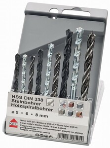 KEIL Kombisatz 9-teilig -HSS - Stein-Holz-Metallbohrer - DIN 338 