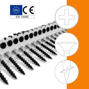 Magazinierte Schnellbauschrauben 3,9 mm - Grobgewinde - PH2 - phosphatiert - Langband - 1000 St�ck