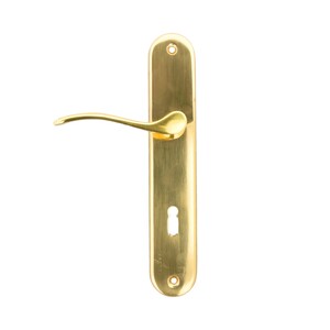 Dr�ckergarnitur Messing poliert - BB 72/8 - Langschild - Dr�cker/Dr�cker - f�r Zimmert�ren