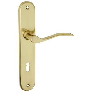 Messing Langschildgarnitur Buntbart 72 mm inkl. Befestigungsmaterial poliert 