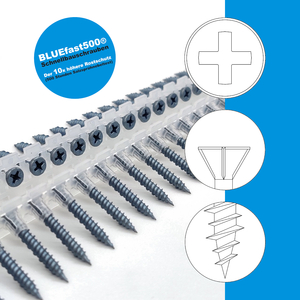 Faserplattenschrauben Senkkopf BLUEfast500� 3,9 mm - Hi-Lo - PH2 - Langband - 1000 St�ck