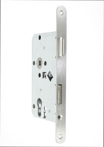 Korridort�rschloss - Edelstahl-Stulp rund 18 mm - Dorn 55 / Entfernung 72 / Nuss 8 - DIN links 