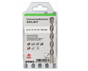 Universal Keilbit-Bohrerset - 4-10 mm - 1/4 E 6,3 - f�r Beton, Stein & Holz - 5-teilig