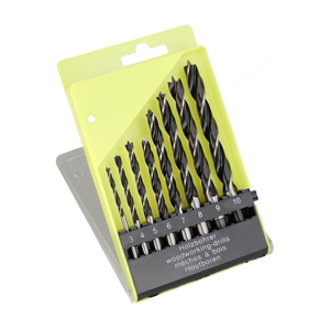 PTG Holzbohrer-Set 8-tlg. -  3-10 mm - Zentrierspitze & Vorschneider - in robuster Kunststoffkassette