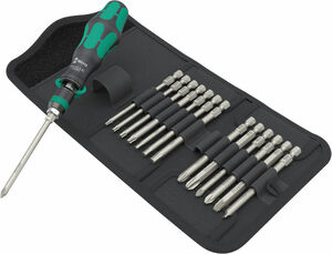 WERA Kraftform Kompakt 838 RA-R M Set 1 - 15-teiliges Ratschenschraubendreher-Set