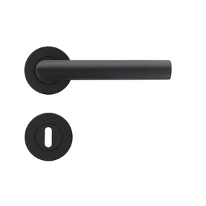 T�rdr�cker-Garnitur PIANO - T-Form - Buntbart (BB) - R�ckholfeder (RG) - Edelstahl schwarz matt - Schraubrosette  53 mm - Vierkant 8 mm - f�r T�rst�rke 40-45 mm