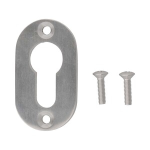 Profilzylinder-Rosette V2A Edelstahl - halbrund - 32 x 58 x 6 mm - Schraublochabstand 46 mm