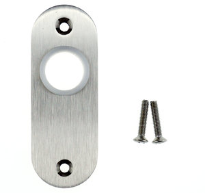 Dr�ckerschild oval Edelstahl massiv 32x86x6 mm Lochabstand 67 mm