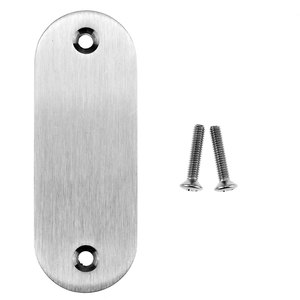 Dr�ckerschild oval blind Edelstahl massiv V2A Befestitgungsl�cher 67 mm