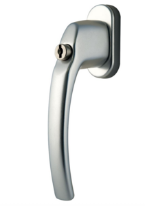 Abschlie�barer Fenstergriff F1 - 7x7 mm Vierkant - Stiftl�nge 38 mm - Lochabstand 44 mm - gleichschlie�end