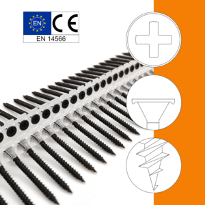 Hartgipsplattenschrauben 3,9x38 mm - PH2 - phosphatiert - magaziniert Langband - 1000 St�ck