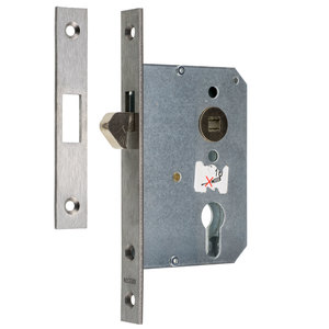 Schiebet�rschloss PZ/W 55/8 - Edelstahl - 20x180 mm - mit Hakenfalle & Schlie�blech