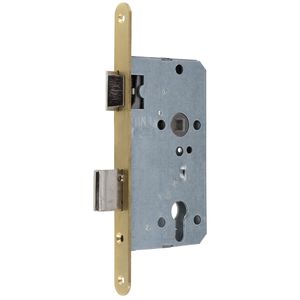 Korridort�r-Einsteckschloss PZ/W 55/72/8 - DIN Links - Messing matt poliert - rund 20 mm
