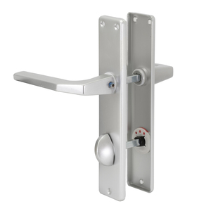 Aluminium WC-Dr�ckergarnitur F1 - WC-T�rbeschlag mit Besetztanzeige - 78 mm Entfernung - komplett mit Schildern und Griffen