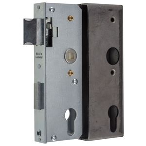 Metalltorschloss mit Einschwei�kasten - Dornma� 40 mm - f�r 30 mm Rohr - Stulpe 24 x 166 mm