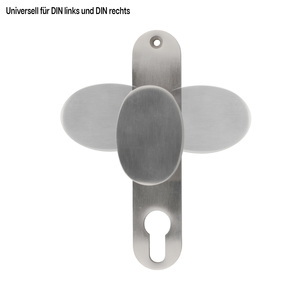 Edelstahl-Knauf oval fest mit Langschild - V2A - 72 mm Entfernung - 67 mm Schraublochabstand