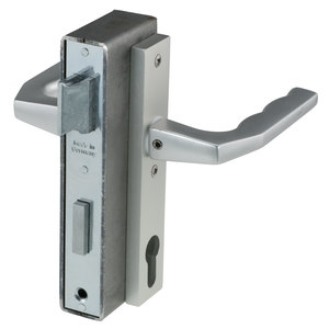 Set Metalltorschloss 30 mm - inkl. Schlosskasten & Dr�ckergarnitur - Dorn 40 mm - Entfernung 72 mm - Nuss 8