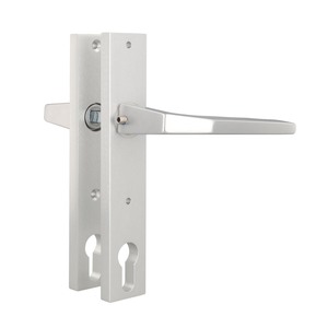 Beschlag-Set fr Rohrrahmenschlsser mit 92 mm Entfernungsma, Alu F1, Langschilder und Griffe, 105mm Schraublochabstand