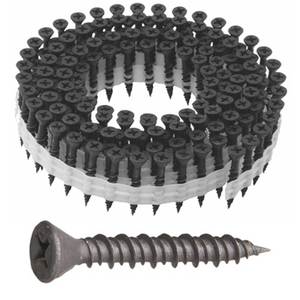 Coil-magazinierte Faserplattenschrauben - 3,9 x 25 mm - 2500 St�ck - Hi-Lo-Gewinde - Fr�srippen - Senkkopf - PH2 - phosphatiert - CE