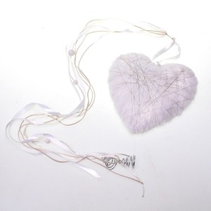 Filzherz Drahtumwicklung + Band wei� 20cm Hochzeit Herz Wand Deko Bankh�nger