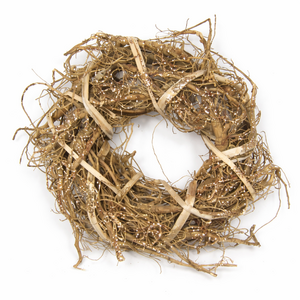 Kranz Schilf Strauch 30cm gold Glitter Weihnachten T�rkranz Adventskranz Winter