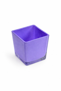 Glasw�rfel 6cm lila Vierkant Dekoglas W�rfelglas Windlicht Teelichtglas Blumentopf