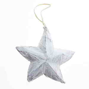 Stern Rinde 11cm Rindenstern Dekostern wei� shabby Weihnachten Baumschmuck Holz