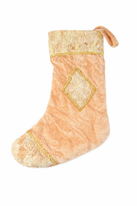 Stiefel Nikolausstiefel Weihnachtsstiefel Weihnachtsdeko Samt 30cm creme gold