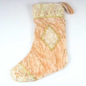 Stiefel Nikolausstiefel Weihnachtsstiefel Weihnachtsdeko Samt 30cm creme gold