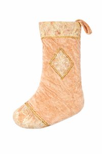 Stiefel Nikolausstiefel Weihnachtsstiefel Weihnachtsdeko Samt 40cm creme gold