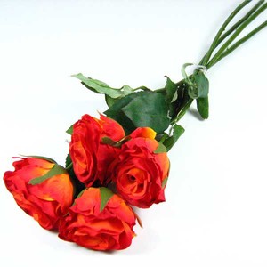 4 Rosen halboffen knstlich Seidenblume Kunstblume L46cm Blumenstrau Bund